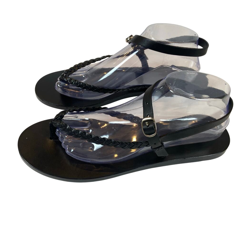 Jenni Kayne Leather Mila Braided Leather Thong Sandals Ankle Strap 41 / US 11